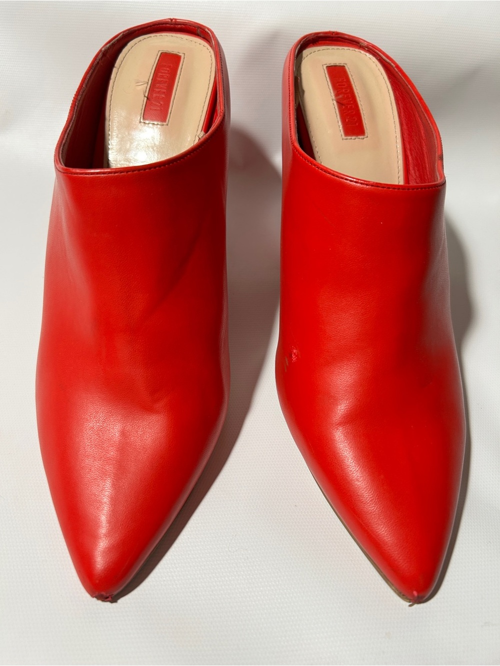 Forever 21 Red Pointed-Toe Mules